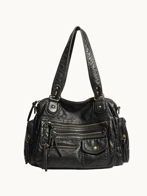 Handbag | Distressed Leather Multi-Pocket Design | Stylish Everyday Accessory 0