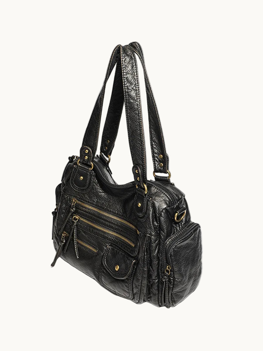 Handbag | Distressed Leather Multi-Pocket Design | Stylish Everyday Accessory 2
