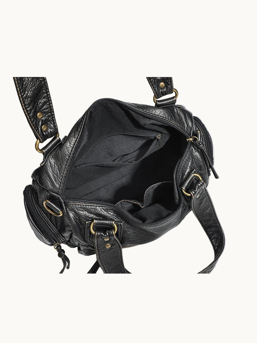 Handbag | Distressed Leather Multi-Pocket Design | Stylish Everyday Accessory 4