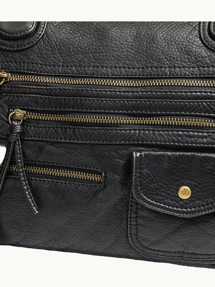 Handbag | Distressed Leather Multi-Pocket Design | Stylish Everyday Accessory 5